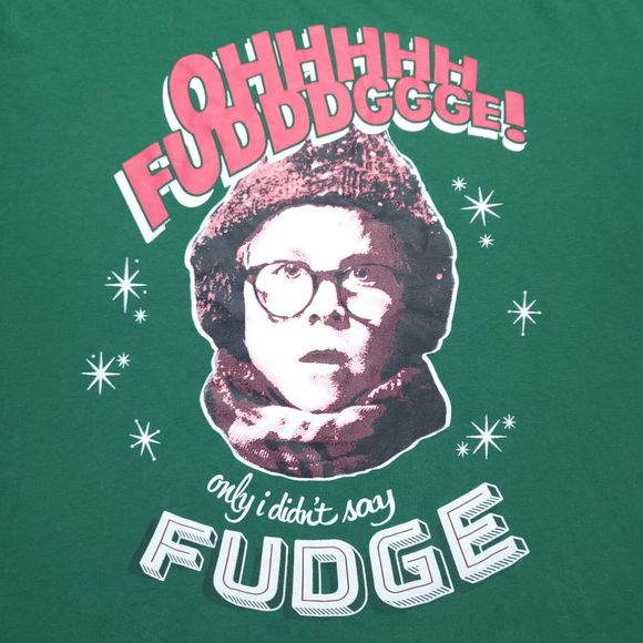 Christmas Story Fudge Men's XL Shirt Graphic Green Short Sleeve Tee - Picture 2 of 6